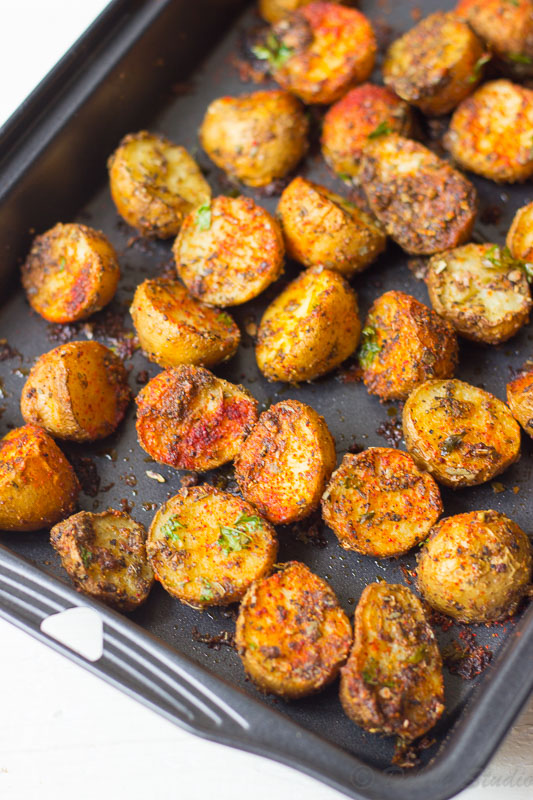 Crispy Spicy Cajun Roasted Potatoes recipe after coming out of the oven